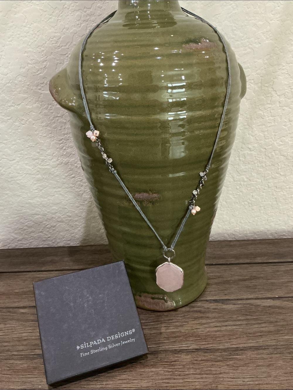 Silpada Pink Pendant Necklace with Silver Accents